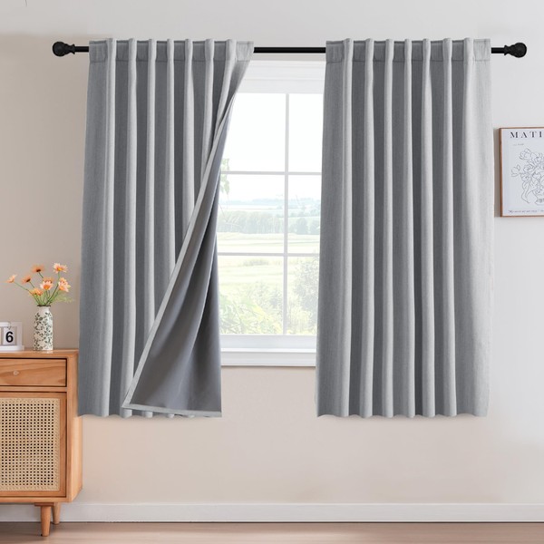 H.VERSAILTEX 100% Blackout Curtains 63 Inches Long Back Tab Full