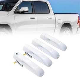 FZJDSD Exterior Door Handles,4PCS Front and Rear LH & RH Bright White (PW7),1GH21GW7AF 1GH18GW7AD Compatible with Dodge Ram 1500/2500/3500 2012-2018# 1GH19GW7AB 1GH19GW7AD 1GH21GW7AB 1GH21GW7AD