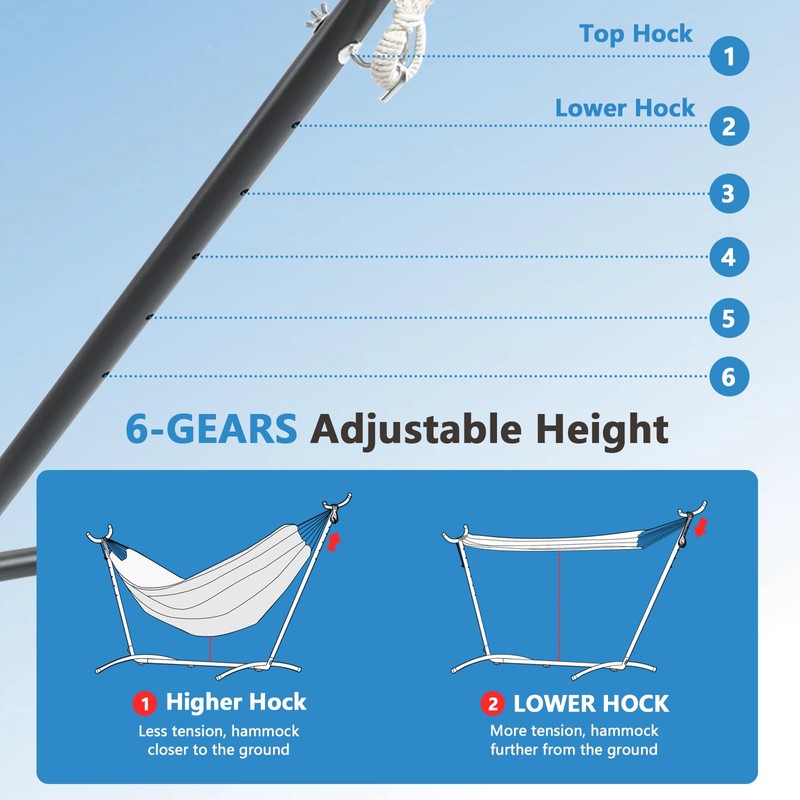 Double Hammock Comfortable with Stand for Hanging Sturdy 440lbs Capacity