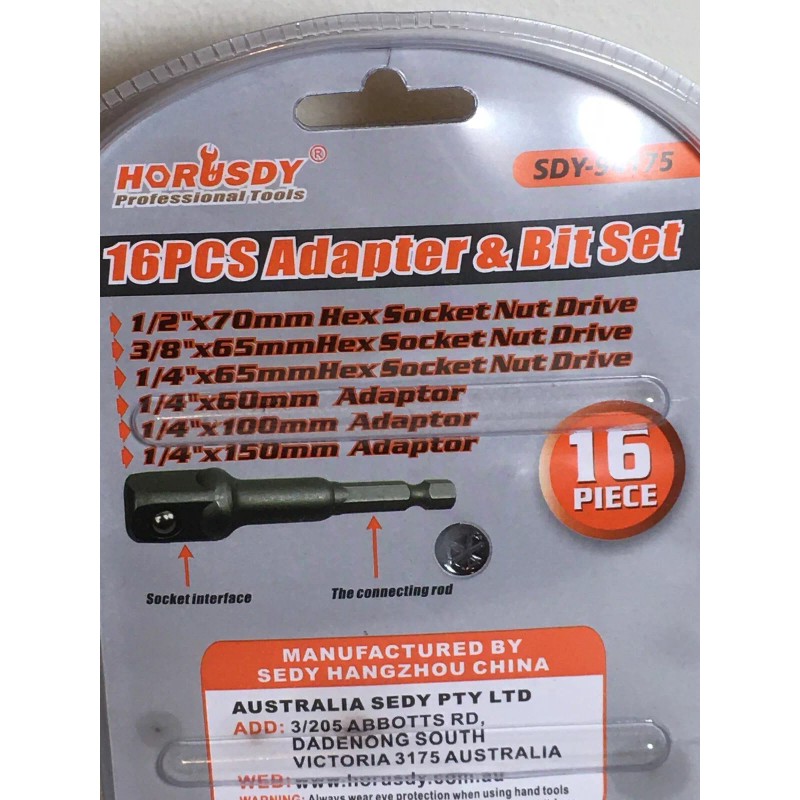 TorqueSmith Horusdy 16 piece drive bit and socket adapter set