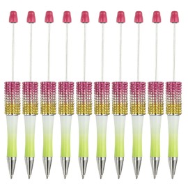PATIKIL Diamond Beadable Pens, 10 Pcs Gradient Plastic Black Ink Bead Pen Creative DIY Ballpoint Pens for Teacher Office DIY Crafts Party Decorations Handmade Supplies, Red/White/Yellow