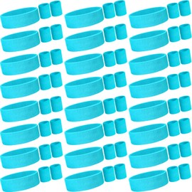Yuxung 72 Pcs Neon Sweatbands Set 24 Pcs Athletic Headband 48 Pcs Tennis Gymnastics Wristbands International Countries Sports Games Competitions for Men Women Party Supplies(Neon Blue)