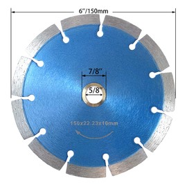 Meacase 6 inch Segmented Diamond Saw Blade for Concrete Masonry Brick Block Stone with 7/8"-5/8" Arbor