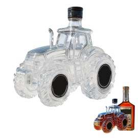 Tractor Shaped Whiskey Glass Decanter 300Ml Novelty Tractor-Shaped Clear Empty Wine Bottle Decanters with Lid Liquor Alcohol Container Unique Car Drink Bottles Set Gifts for Whiskey Lovers Men