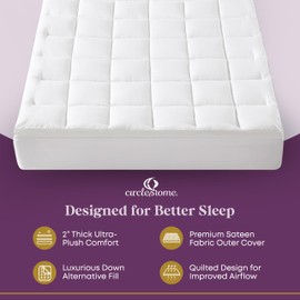 CirclesHome Hotel Collection Twin XL Size Hybrid Mattress Protector & Pad - Extra Padded, Thick, Plush, & Fitted Mattress Topper for Bed - Comfortable Pillow Top Mattress Cover
