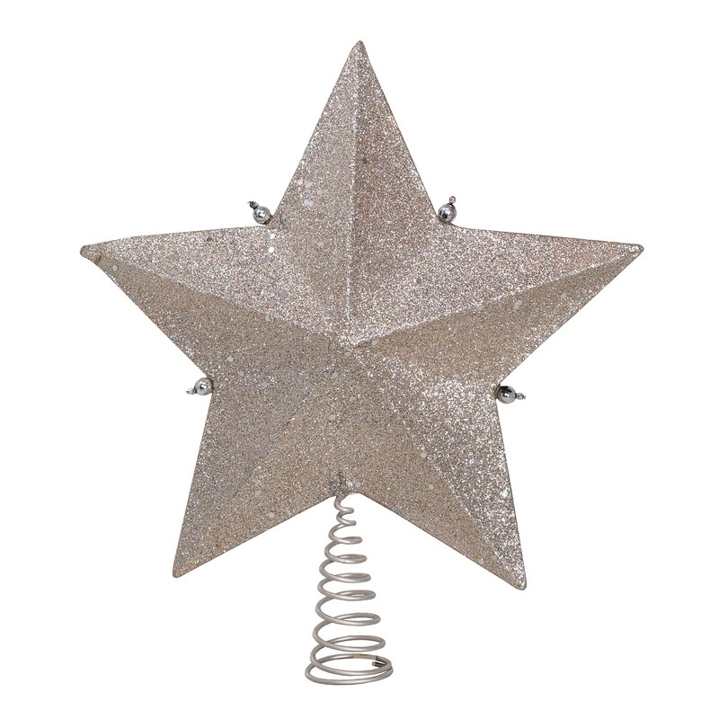 Kurt Adler Star Treetop with Ivory Pearls and Platinum Glass