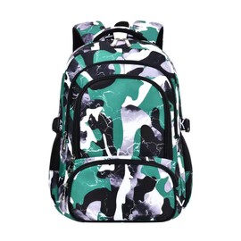 XLERHAZO School Backpack Lunch Box Set Water Repellent Casual Daypack Lightweight Bookbags for Kids (FX Camo Green)