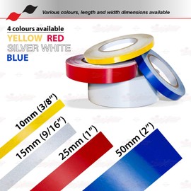 Reflective Self-Adhesive Vinyl Decal Sticker Tape - RED, 1.0" 25mm | 147ft 45m, Customize Vehicles Motorcycles Caravans Bikes Helmets Crafts, Easy Trimming Repositioning, Safety Sporty Decoration