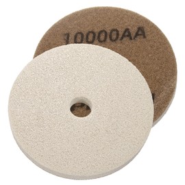 HARFINGTON 2pcs Diamond Sponge Polishing Pads 5" Dia 10000 Grit Emery Sand Fiber Polishing Pad Wet Use Buffing Pad for Stone Concrete Marble Grinder Polisher Buffing Wheel, Brown White