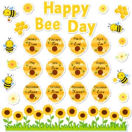 Birthday Bulletin Board Happy Bee Day Bulletin Board Set Happy Birthday Classroom Supplies Honeycomb Bulletin Board Decoration Bee Cutouts Sunflowers School Decor for Classroom School Nursery