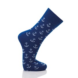 Maritime, Trendy Anchor Socks for Men and Women, Socks with Motif in Various Colours, Soft, Cotton Socks with Cuddly Fit and High Comfort, Martime Socks Men 35-38, blue