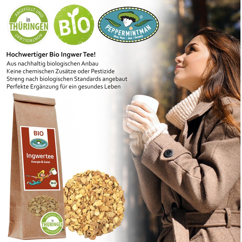 Organic Ginger Tea 100 g - Pure Ginger Root -