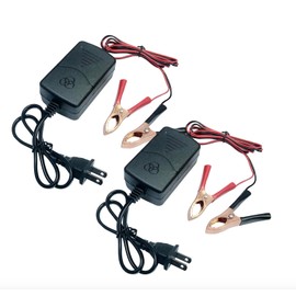 2Pcs Car Battery Charger 12V 1A Battery Charger Maintainer Trickle Charger for Boats Motorcycles ATVs Riding Mowers & Car Truck SUV RV with Smart 3 Stage Charging & Power Indicator