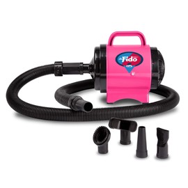 B-Air Fido Max 1 Dog Hair Dryer - Premier Grooming Collection, with 6-Foot Hose and 4 Grooming Nozzles, Hot Pink