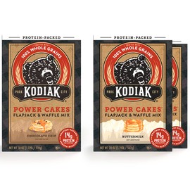 Kodiak Cakes Power Cakes Variety Pack - Protein Pancake Mix Just Add Water - 100% Whole Grain Flapjack and Protein Waffle Mix - Buttermilk (2, 20oz) and Chocolate Chip (1, 18oz) Pancake Mix Bulk