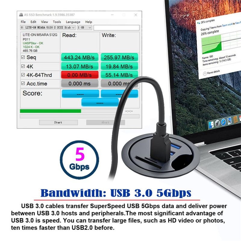 NFHK USB 3.0 Hub SD TF USB-C 2 Port USB