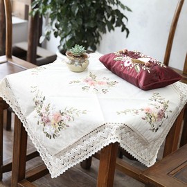 Embroidery Kit Tablecloths, Embroidery Set Beginners Garden Flower DIY Handmade Cross Stitch Pre-Printed DIY Embroidery Delicate Design Made of Knitted Lace, Embroidery Set with Embroidery Template