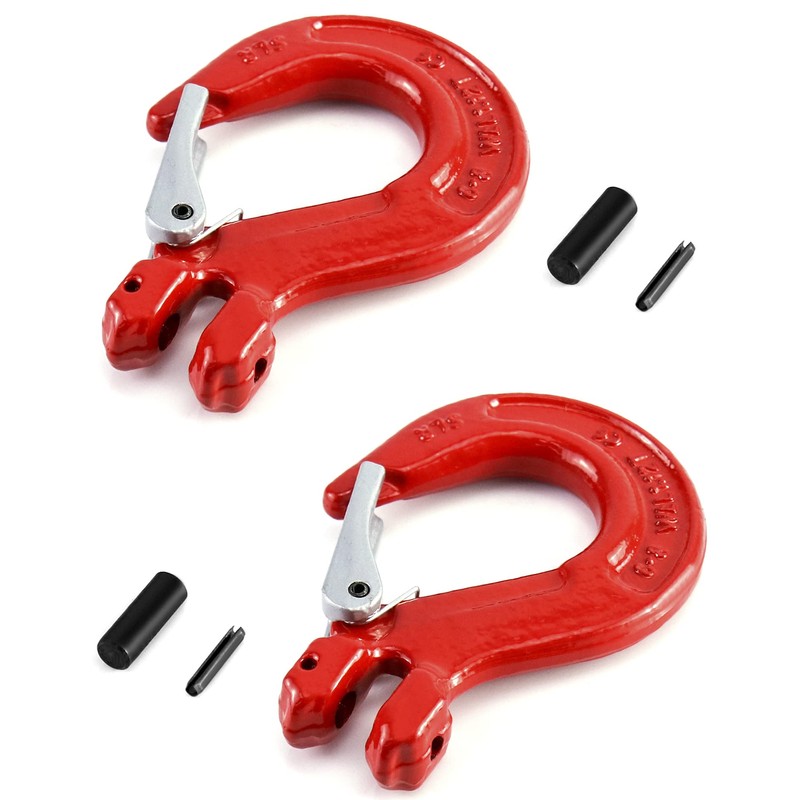 QWORK 5/16" Clevis Slip Hook with Latch, 2 Pack, 2470