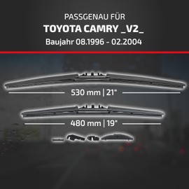HEYNER® Windscreen Wiper Set Suitable for Toyota Camry (08.1996-11.2001) Hybrid Flat Bar Wiper Windscreen Wiper