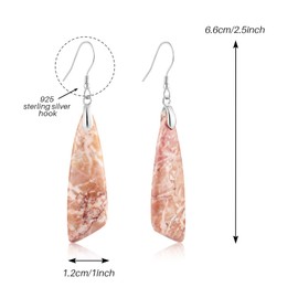 SELOVO Orange Red Jasper Stone Dangle Drop Earrings Fishhook Dangling Earrings