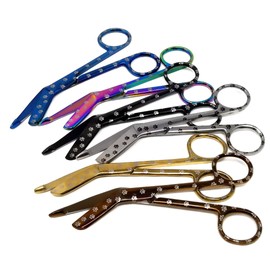 Engraved Nurse Bandage Scissors 5.5" Made of Stainless Steel to Give as Vet Tech Nurse Appreciation Grad Gift, RN, BSN Medical Students in Colorful Dogs Cats Pet Paws Print (Set of 6 Colors)