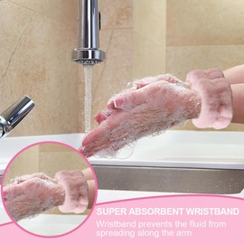 KSJEHW Spa Gesicht Stirnband Handgelenk Waschbänder Set Weiches Makeup Haarband Elastisch Handgelenk Schweißband Flauschiges Kosmetik Stirnband für Damen Mädchen(Rosa, Bärenohren)