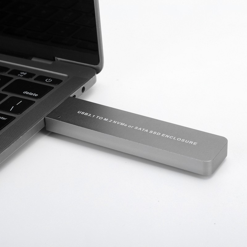 Hard Disk Box Aluminum Alloy USB3.1 to M.2 NVME/SATA SSD