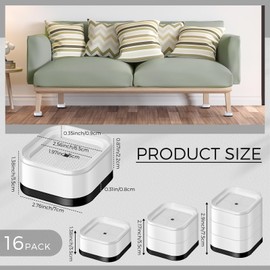 Ecally Furniture Risers Adjustable Bed Risers Desk Leg Risers 1.38" Stackable Heavy Duty Bed Lifts Risers Square Bed Raising Blocks for Mattress Table Leg Desk Chair Couch Sofa Dorm (White)