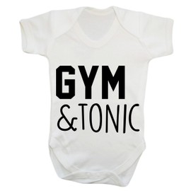 Gym and Tonic Baby Vest Bodysuit Babygrow White