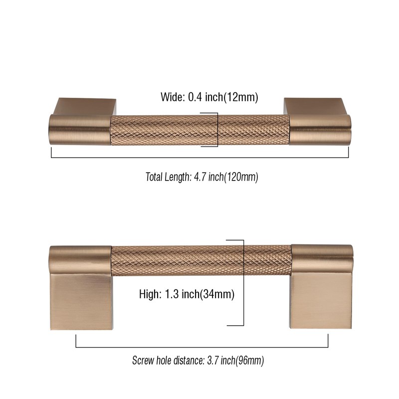 Asidrama 10 Pack 3.75 Inch(96mm) Champagne Bronze Cabinet Pulls Knurled