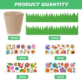 Jecery 12 Sets Garden Paper Craft Kit DIY Foam Flower Pots, Flower Planting and Growing Kit for Spring Summer Early Graduation DIY Crafts
