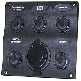 SeaSense Marine 5 Way Switch Panel,Black