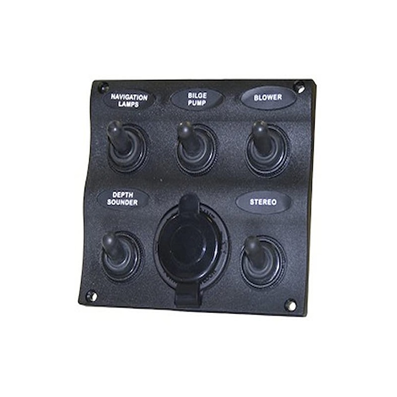 SeaSense Marine 5 Way Switch Panel,Black