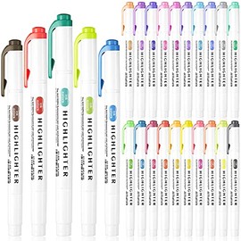 25 Pieces Fluorescent Double Ended Highlighter, 5.5 Inch Pastel Pen Assorted Colors Highlighter Colorful Marker Pen with Round and Chisel Tips for Kid Student Highlighting, Writing, School Supplies