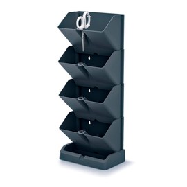 PROSPERPLAST Vertical Mini Cascade Plastic Planter in Anthracite 19.5 (L) x 11.4 (W) x 47.5 (H) cm with Garden Scissors