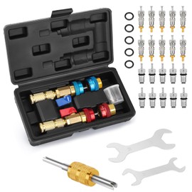 WADEO R134A R1234YF Valve Core Quick Remover Installer Tool Set, High Low Pressure AC Valve Core Removal Tool Kit for R134A, R1234YF Refrigerant Air Conditioner System