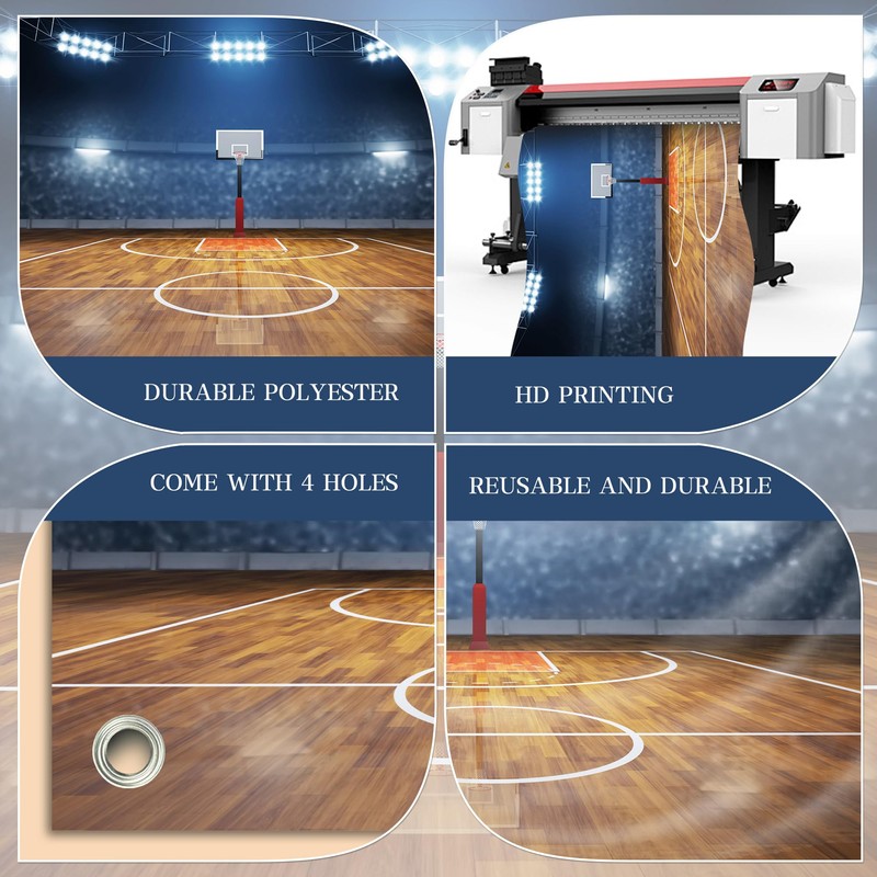 Basketball Court Spotlight Scene Backdrop Banner - Photography Background for
