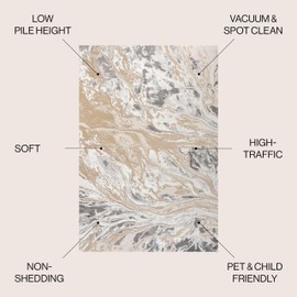 JONATHAN Y SOR203F-8 Swirl Marbled Abstract Indoor Area Rug, Casual, Contemporary, Transitional, Bedroom, Kitchen, Living Room, Easy-Cleaning, Non-Shedding, 8 X 10, Beige/Ivory