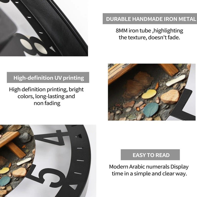 25cm Industrial Loft-Style Iron Wall Clock with Visible Weld Seam