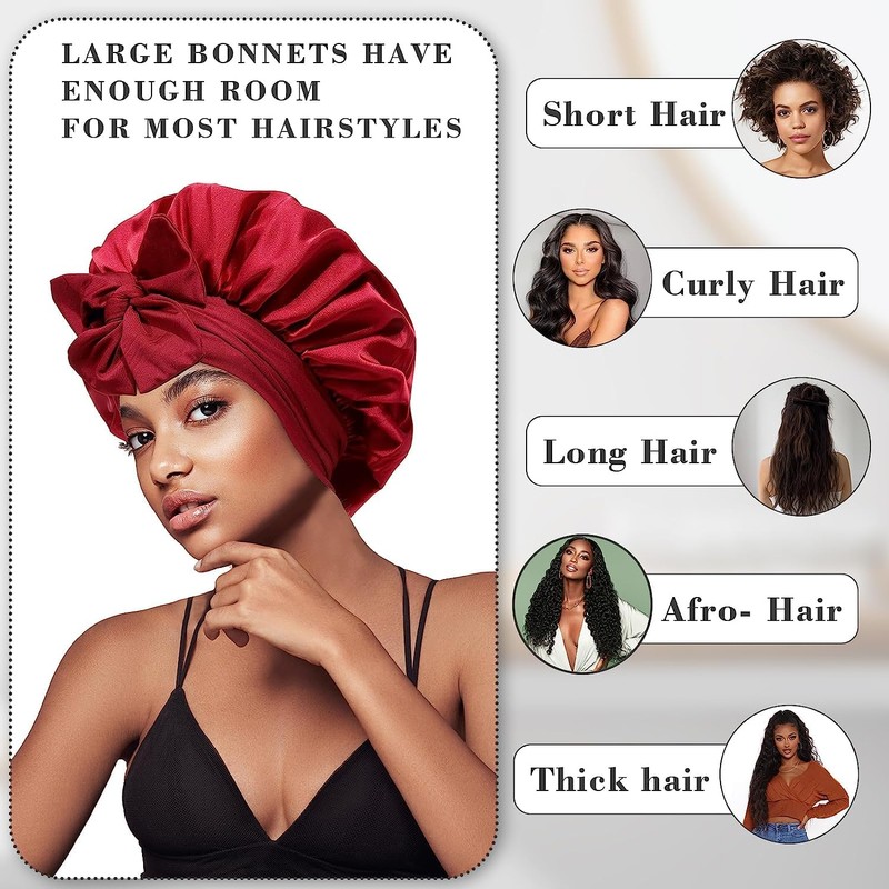 GUGUGO Silk Bonnet for Sleeping, Silk Bonnet, Adjustable Silk Cap,