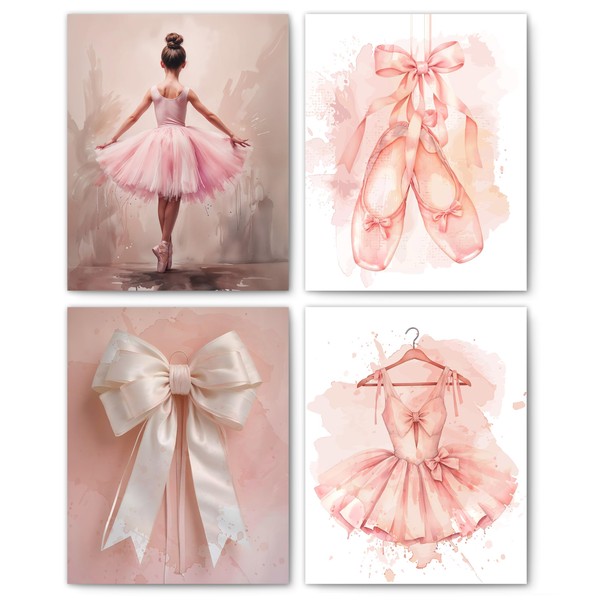 FITIE Pink Ballerina Nursery Wall Art Posters Set of 4,