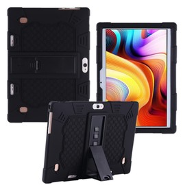 HminSen Case for YELLYOUTH 10.1 inch Android Tablet, Silicone Adjustable Stand Cover Compatible with Hoozo 10,Wecool 10.1 Inch Android Tablet, ZONKO 10.1 Inch Tablet (Black)
