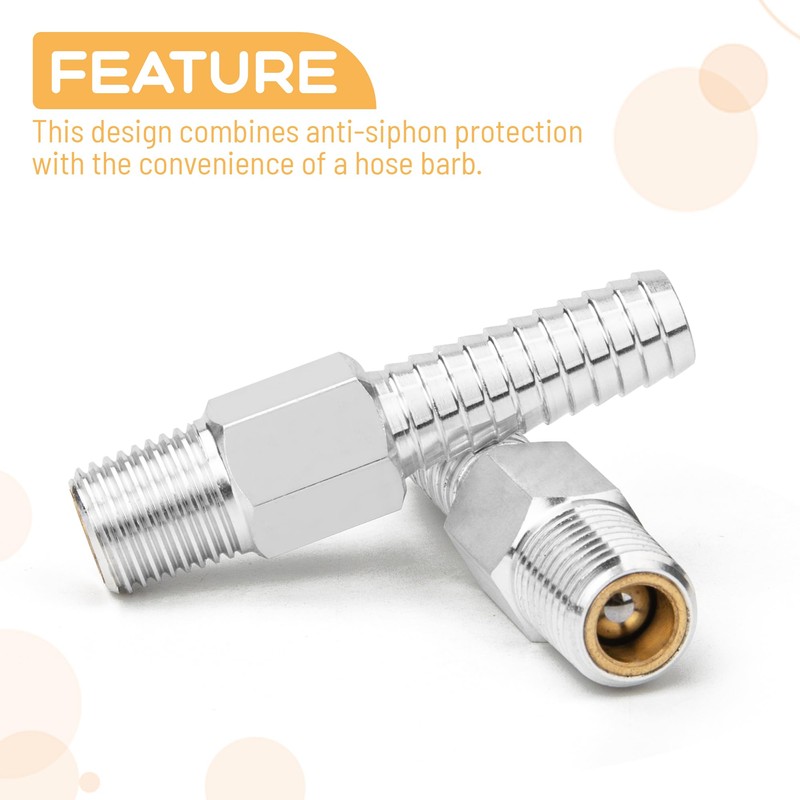 Anti-Siphon Valve, 1/4" NPT, for 3/8" Hose, Aluminum, for Marine