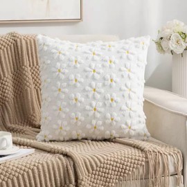 KSSYUPE Spring Sunmmer Pillow Covers Set of 2 18x18 Inch Sunflower Yellow Flower Heart Farmhouse Decor Daisy Soft Plush Pillowcases Holiday Outdoor (Yellow)