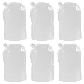 Healeved Portable Travel Pouches - 6 Pcs Refillable Fluid Makeup Squeeze Pouches, 1L Leak Proof Transparent Travel Packing Bag for Toiletry Lotion Shampoo Liquids - Travel Containers for Toiletries