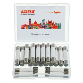 HUAREW T15AL250V Pack of 20 6 x 30 mm 0.24 x 1.18 Inch Ceramic Slow Melt Fuses 15A 250V