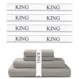 Bed Sheet Organizer Bands - Sheet Keepers for Organizing,Elastic Sheet Storage Organizer for Linen Closet - Sheet Linen Labels for Bedding Sets-Bed Bands Sheet Storage for Organization (King 4 Pack)