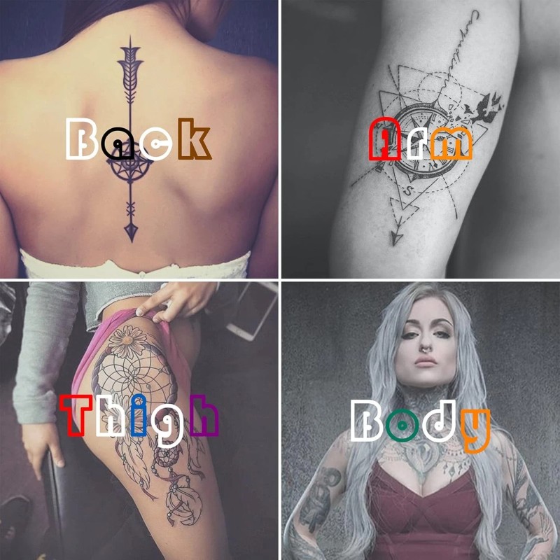 NewCraft Temporary Tattoos Kit, Permanent Tattoo, 4 Pcs with Three