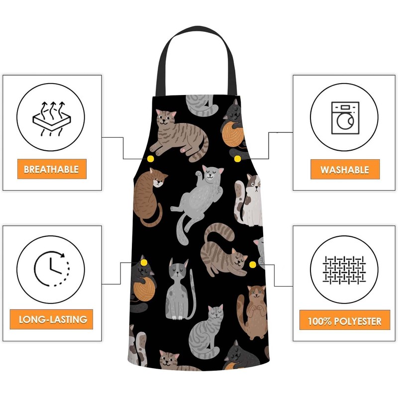 BGBDEIA Cats Apron Adjustable Neck Bib Apron for Men Women,Suitable