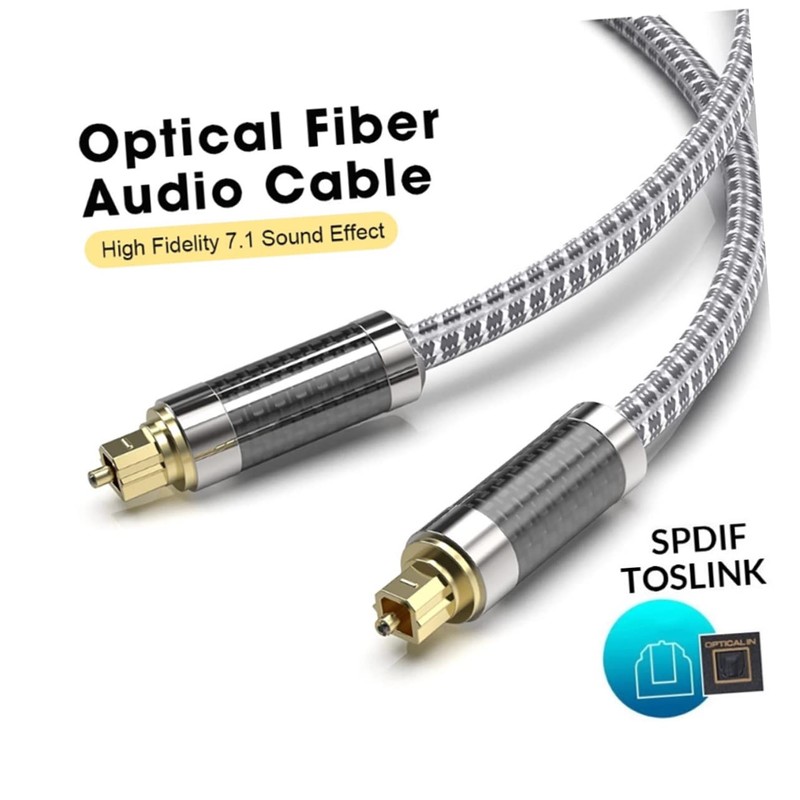 CAXUSD Fiber Optic Cable 1.5m Audio Cable High-Density Mesh Shielded